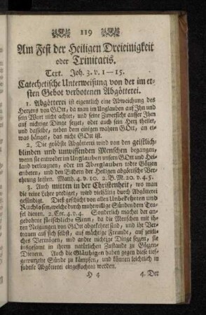 Am Fest der Heiligen Dreieinigkeit oder Trinitatis.