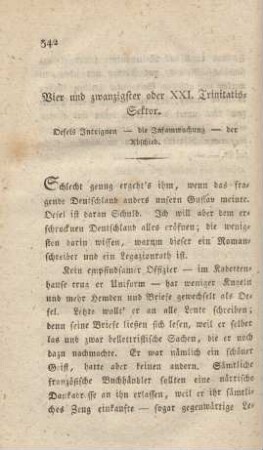 Vier und zwanzigster oder XXI. Trinitatis-Sektor. Oefels Intriguen – die Infammachung – der Abschied