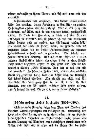 12. Schleiermachers Leben in Stolpe (1802-1804)