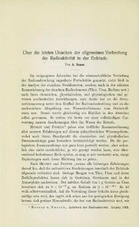 Über die letzten Ursachen der allgemeinen Verbreitung der Radioaktivität in der Erdrinde