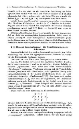 § 11. Riemanns Grundauffassung. Die Monodromiegruppe der P-Funktion.