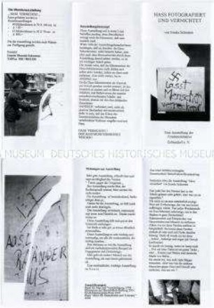 Informations- und Werbeblatt zu einer Ausstellung über ein Projekt gegen rechtsradikale Graffiti und Aufkleber
