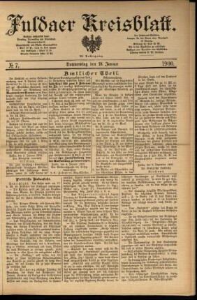 Erste Ausgabe vom Donnerstag, den 18. Januar 1900.