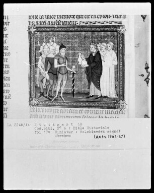 Bible Historiale — Melchisedek segnet Abraham, Folio 17verso