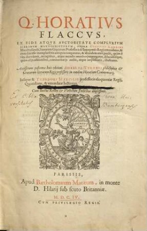 Q. Horativs Flaccvs : Cum duobus Rerum & Verborum Jndicibus amplissimis, [1]