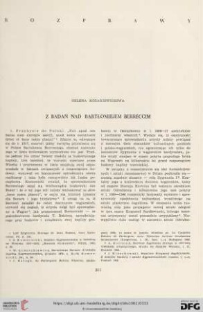 Z badań nad Bartłomiejem Berreccim