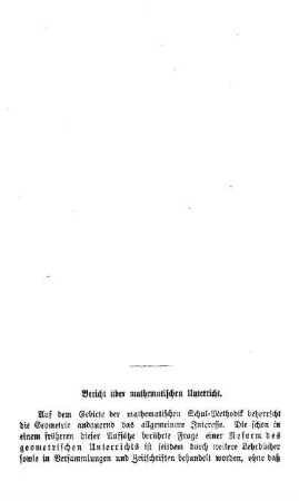Bericht über mathematischen Unterricht