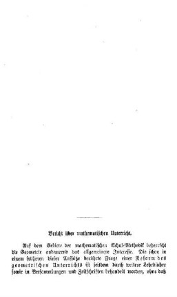 Bericht über mathematischen Unterricht