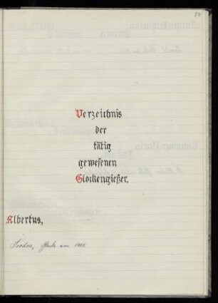 Verzeichnis der tätig gewesenen Glockengießer