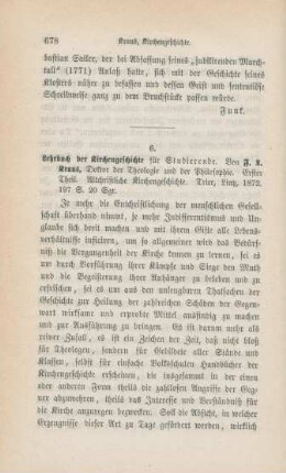 678-685 [Rezension] Kraus, Franz Xaver, Altchristliche Kirchengeschichte