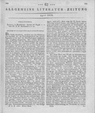Bachmann, K. F.: System der Logik. Leipzig: Brockhaus 1828
