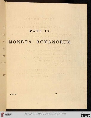 Pars II: Moneta romanorum
