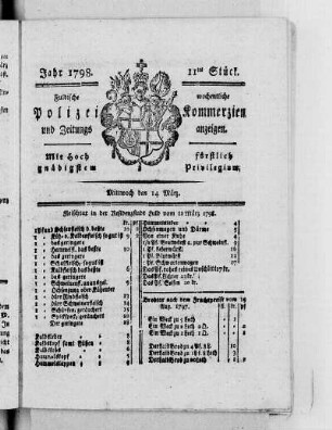 11tes Stück, Ausgabe vom 14. März 1798