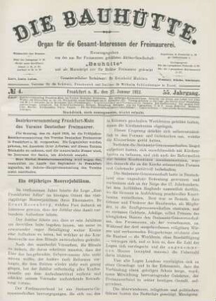 No. 4. Frankfurt a. M., den 27. Januar 1912. 55. Jahrgang.