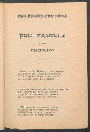 Por Vasquez a sus discípulos