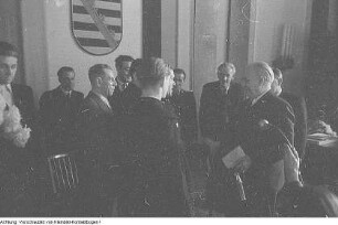 Dresden. Wilhelm Pieck, Präsident der DDR, in Dresden bei der Landesregierung Sachsen, November 1949