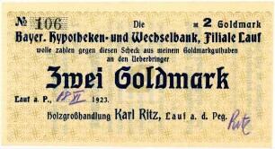 Geldschein / Notgeld, 2 Goldmark, 18.11.1923