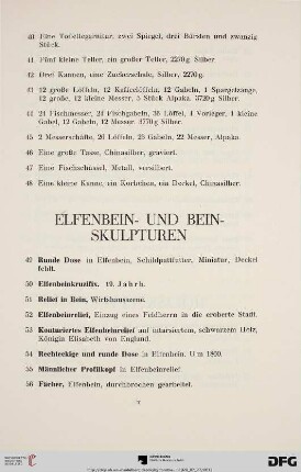 Elfenbein- und Bein-Skulpturen (Nr. 49-67)