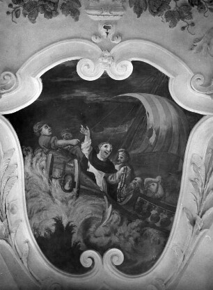 Rettung Schiffbrüchiger : Rettung Schiffbrüchiger. Deckenmalerei. Mödingen. Ehemaliges Dominikanerinnenkloster Maria Mödingen, Klosterkirche Mariä Himmelfahrt