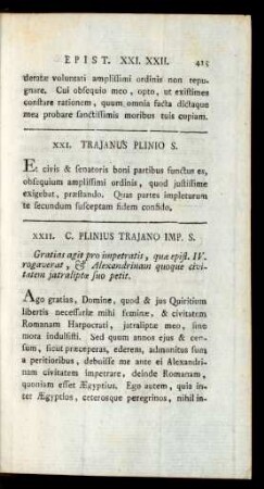 XXII. C. Plinius Trajano Imp. S.