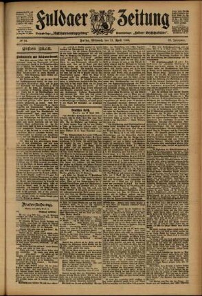 Erste Ausgabe vom Mittwoch, den 11. April 1906.