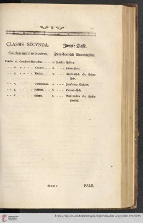 Zweyte Classe: Zweyschaalichte Seeconchylien