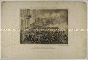 Szenen aus den Ereignissen des 18. September 1848 in Frankfurt a. M. (Barrikade in der Döngesgasse) - Nr. 1 einer Folge