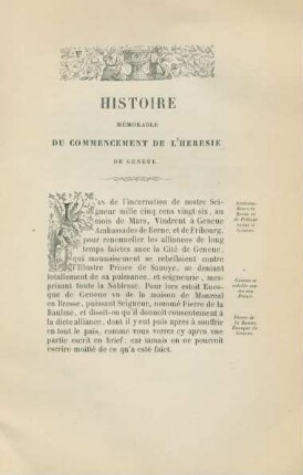 Histoire mémorable du commencement de l'heresie de Geneue