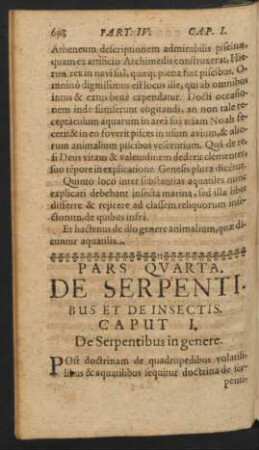 Pars Quarta. De Serpentibus Et de Insectis.