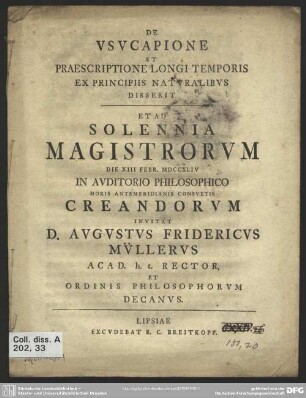 De Usucapione Et Praescriptione Longi Temporis Ex Principiis Naturalibus