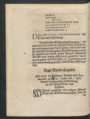 Das Vierde Capitel. Wie man die Pestilentz Beulen und Carbunckel geschwer/ heilen sol ...