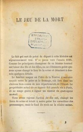 Le jeu de la mort : Par Paul Féval, 1