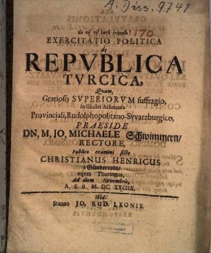 Exercitatio Politica de Republica Turcica