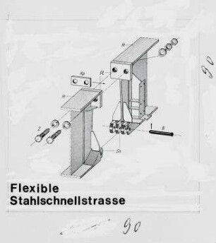 "Rollende Gehsteige", Integrierte Transportsysteme für den Personenverkehr (nicht realisiert) – Konstruktion Flexible Stahlschnellstraße. Berlin-Charlottenburg