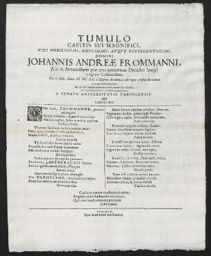 Tumulo Capitis Sui Magnifici, Viri Nobilissimi, Amplissimi...