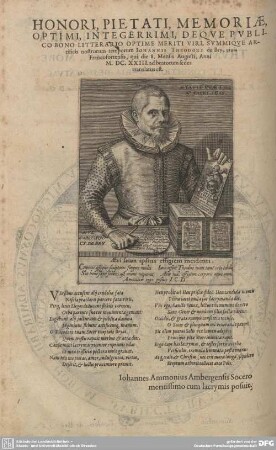 Honori, Pietati, Memoriae Optimi, Integerrimi, Deque Publico Bono Litteratio Optime Meriti Viri...