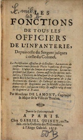 Les fonctions de tous les officiers de l'infanterie