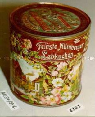 Blechdose für "Feinste Nürnberger LEBKUCHEN GEORG GOESS NÜRNBERG."