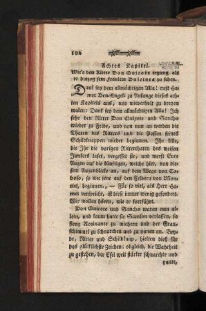 Achtes Kapitel. Wie's dem Ritter Don Quixote ergieng, als er hinzog sein Fräulein Dulcinea zu sehen