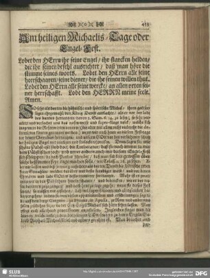 Am heiligen Michaelis-Tage oder Engel-Fest