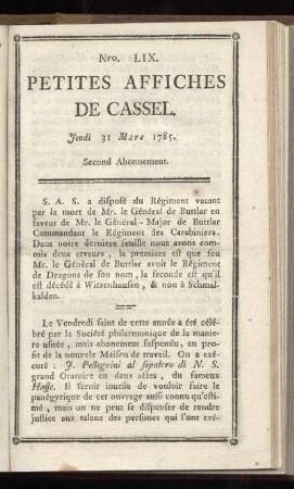 No LIX (Jeudi 31 Mars 1785)