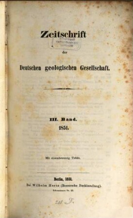 Zeitschrift der Deutschen Geologischen Gesellschaft. 3. 1851