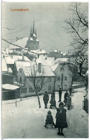 Lommatzsch. Blick auf Lommatzsch im Winter