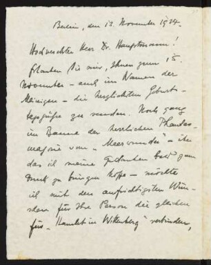 Brief von Carl F. W. Behl an Gerhart Hauptmann