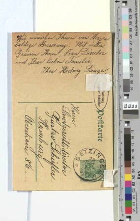 Postkarte an Gustav Schiefler