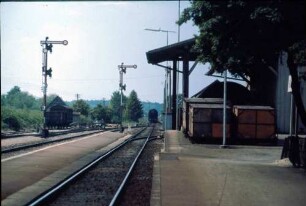 Blaufelden Lok 023 021 Bahnsteig Laderampe Güterschuppen Stückgutbehälter Ausfahrsignale
