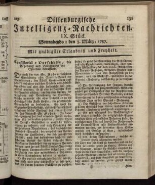 IX. Stück. Sonnabends: den 3. März, 1787.