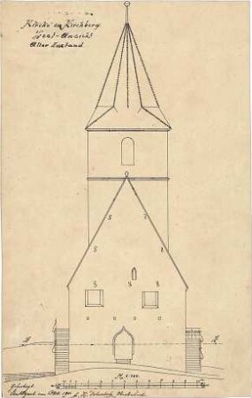 Dolmetsch, Heinrich; Kirchberg / Murr; Ev. Pfarrkirche, Restaurierung - Alter Zustand - Westseite (Ansicht)