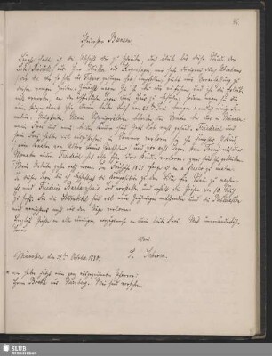 Bl. 46: SvC, Julius an Bunsen, München, 31.10.1830