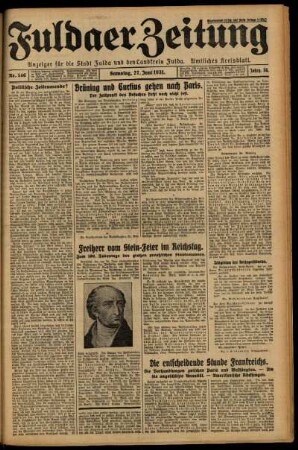 Ausgabe vom Samstag, den 27. Juni 1931.